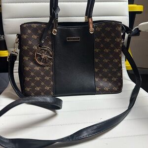 Charles and Keith Brown and Black Designer Tote Bag- damaged zipper